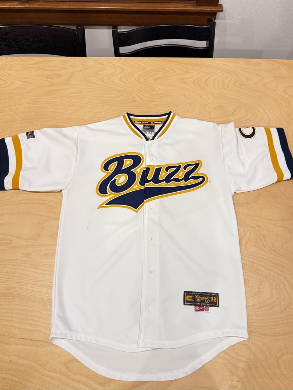 Georgia Tech Baseball Jersey Buzz - Men's - Navy & Gold Script - Colosseum